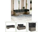 The Living Store Set Di Divani Da Giardino 7 Pezzi Con Cuscini In Polirattan Grigio
