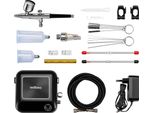 Set Di Compressori Wiltec HS-A9K 1,5 Bar Autostop, Set Di Aerografi Incl. Vari Ugelli, Set Di Accessori Per Compressori 12 V, Compressore D'aria Compressa Con Spazzola D'aria