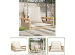The Living Store Sedia Sospesa Con Cuscino Beige 63X62X40 Cm Poly Rattan