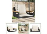 The Living Store Sedia Sospesa Con Cuscino Nero 63X62X40 Cm Poly Rattan