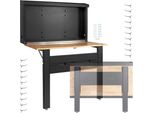Banco Da Lavoro Wiltec Per Montaggio A Parete Fino A 200 Kg, Banco Attrezzi Pieghevole 120,5 X 82,5 X 162 Cm Con Piastra Forata Come Pannello Posteriore, Banco Da Lavoro Con Piano Di Lavoro In Legno