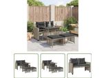 The Living Store Set Di Divani Da Giardino 4 Pezzi Con Cuscini In Poly Rattan Grigio Chiaro