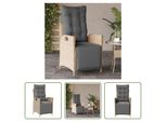 The Living Store Poltrona Da Giardino Con Poggiapiedi Regolabile Beige Misto Poly Rattan