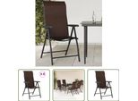 The Living Store Sedie Da Giardino 4 Pz. Pieghevoli In Poly Rattan Marrone