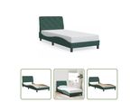 The Living Store Struttura Letto Con Testiera In Velluto Verde Scuro 80X200 Cm