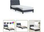 The Living Store Struttura Letto Con Luci Led Grigio Scuro 80X200 Cm In Velluto