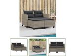 The Living Store Divano Da Giardino A 2 Posti Con Sgabelli In Poly Rattan Grigio Chiaro