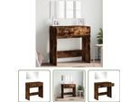 The Living Store Comodino Con Specchio In Rovere Fumé 80X39X80 Cm