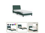 The Living Store Struttura Letto Con Luci Led Verde Scuro 80X200 Cm In Velluto