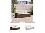 The Living Store Set Di Divani Da Giardino 3 Pezzi Con Cuscini In Poly Rattan Marrone