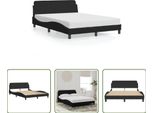 The Living Store Struttura Letto Con Testiera Nera 140X190 Cm In Velluto