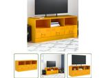 The Living Store Mobile Tv Giallo Senape 99X39X44 Cm In Acciaio