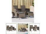 The Living Store Divano Da Giardino A 2 Posti Con Tavolo E Sgabelli In Poly Rattan Grigio