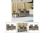 The Living Store Divano Da Giardino A 2 Posti Con Tavolo E Cuscini In Poly Rattan Grigio