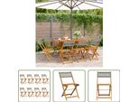 The Living Store Sedie Da Giardino 8 Pz. Pieghevoli In Poly Rattan Grigio E Legno Massiccio