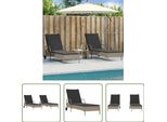 The Living Store Lettini Con Cuscini 2 Pz. Poli Rattan Grigio Chiaro