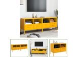 The Living Store Mobili Tv 2 Pezzi Giallo Senape 68X39X50,5 Cm Acciaio Laminato A Freddo