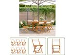 The Living Store Sedie Da Giardino 6 Pz. Pieghevoli In Tessuto Bianco Crema E Legno Massiccio