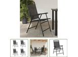 The Living Store Sedie Da Giardino Pieghevoli 4 Pz. Acciaio E Textilene Grigio