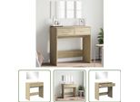 The Living Store Comodino Con Specchio Rovere Sonoma 80X39X80 Cm