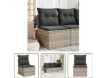 The Living Store Divano Da Giardino Senza Braccioli Con Cuscini In Poly Rattan Grigio Chiaro