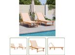 The Living Store Lettini Prendisole 2 Pz. Legno Massiccio Di Acacia E Textilene Color Crema