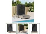 The Living Store Lettino Doppio Con Tetto E Tende Poli Rattan Grigio Chiaro