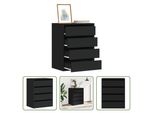 The Living Store Cassettiera Nera 60X41X76 Cm In Materiale Ligneo