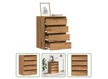 The Living Store Cassettiera Artisan In Rovere 60X41X76 Cm Materiale In Legno