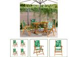 The Living Store Sedie Da Giardino Regolabili 4 Pz. Tessuto Verde E Legno Massiccio
