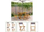 The Living Store Sedie Da Giardino 4 Pz. Pieghevoli In Tessuto Antracite E Legno Massiccio