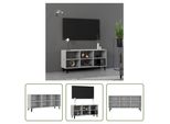 The Living Store Mobile Tv Con Gambe In Metallo Grigio Cemento 103,5X30X50 Cm