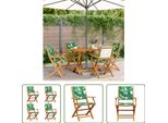 The Living Store Sedie Da Giardino 4 Pz. Pieghevoli In Tessuto Verde E Legno Massiccio