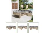 The Living Store Divano Da Giardino Con Tavolo E Cuscini Rotondo In Poly-Rattan Beige