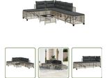 The Living Store Set Di Divani Angolari Da Giardino 3 Pezzi Con Cuscini In Poly Rattan Grigio Chiaro