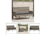 The Living Store Panca Da Giardino A 3 Posti Con Cuscini In Poly Rattan Grigio