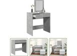 The Living Store Comodino Con Specchio Grigio Cemento 73X46,5X120 Cm