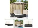 The Living Store Lettino Doppio Con Cuscini In Poly Rattan Nero