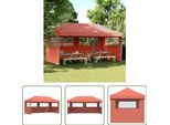 The Living Store Tenda Per Feste Pieghevole Pop-Up Con 3 Pannelli Laterali Terracotta