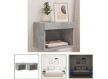 The Living Store Comodini A Parete Con Luci Led 2 Pz. Grigio Cemento