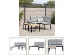 The Living Store Panche Da Giardino Con Cuscini 2 Pezzi In Acciaio Verniciato A Polvere Nero