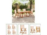 The Living Store Sedie Da Giardino 4 Pz. Pieghevoli In Legno Massiccio Di Acacia E Textilene