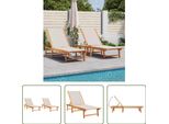 The Living Store Lettini Prendisole 2 Pz. Legno Massiccio Grigio Di Acacia E Textilene