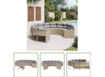 The Living Store Divano Da Giardino Con Cuscini Rotondo Beige In Poly-Rattan