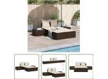 The Living Store Lettino Doppio Con Cuscini In Poly Rattan Marrone
