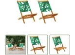 The Living Store Sedie Da Giardino 2 Pz. Legno Massiccio Di Acacia E Tessuto Con Motivo A Foglie