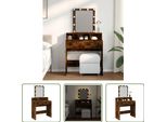 The Living Store Comodino Con Illuminazione Led In Rovere Fumé 80X41X144,5 Cm