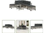 The Living Store Set Di Divani Angolari Da Giardino In 3 Pezzi Con Cuscini In Poly Rattan Grigio
