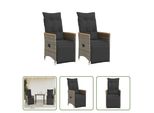 The Living Store Poltrona Da Giardino Con Cuscino 2 Pz. Regolabile In Poly Rattan Grigio