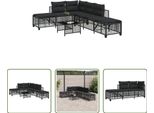 The Living Store Set Di Divani Angolari Da Giardino A 3 Pezzi Con Cuscini In Poly Rattan Nero